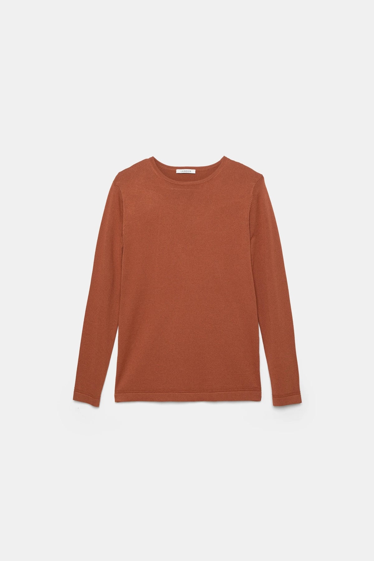 Round-Neck Knit Sweater in Rust