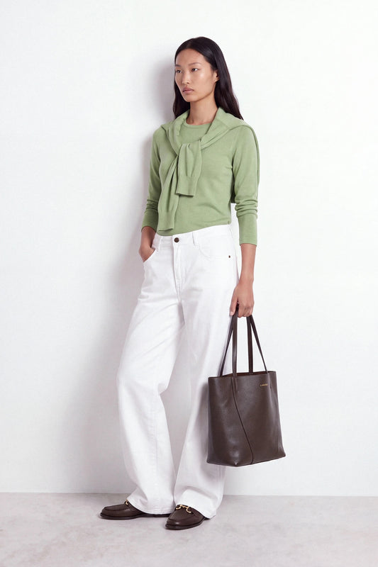 Round-Neck Knit Sweater in Water Green