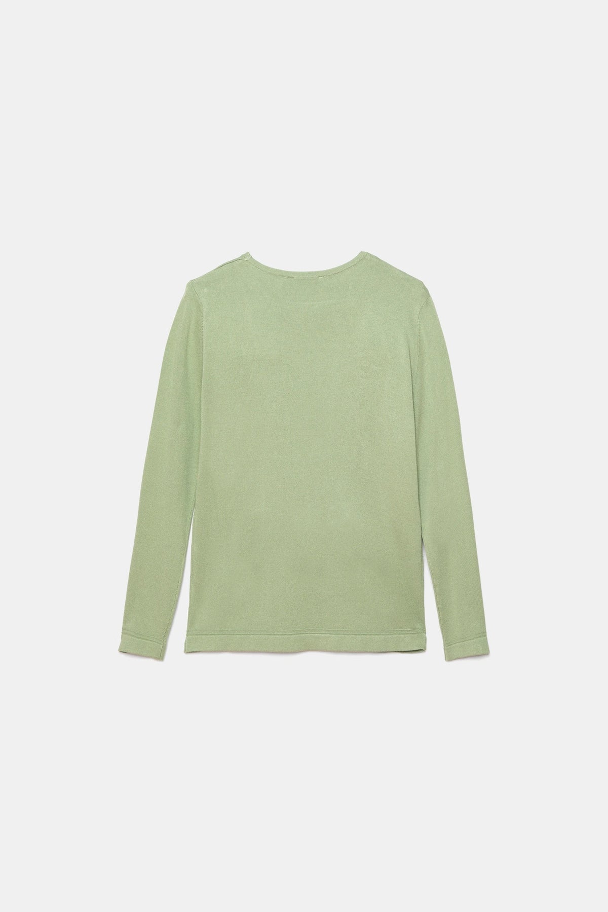Round-Neck Knit Sweater in Water Green