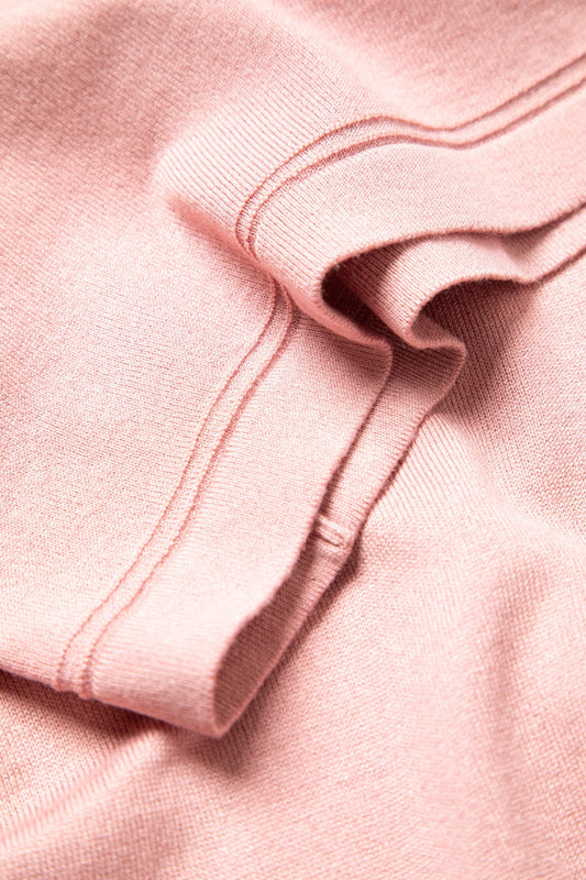 Round-Neck Knit Sweater in Old Pink
