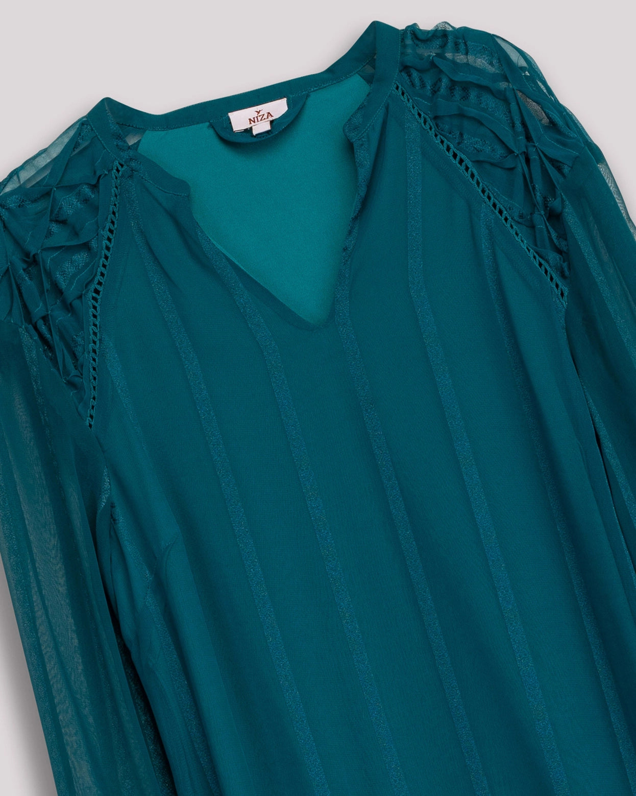 Orea Chiffon Midi Dress in Emerald Green