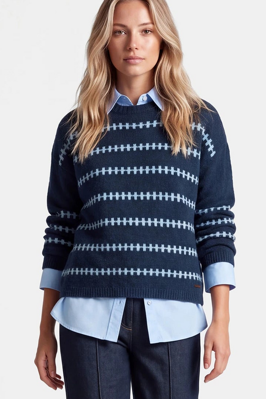 Asli Jacquard Jumper in Navy Blue
