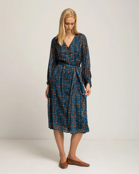 Junia Floral Print Blue Dress