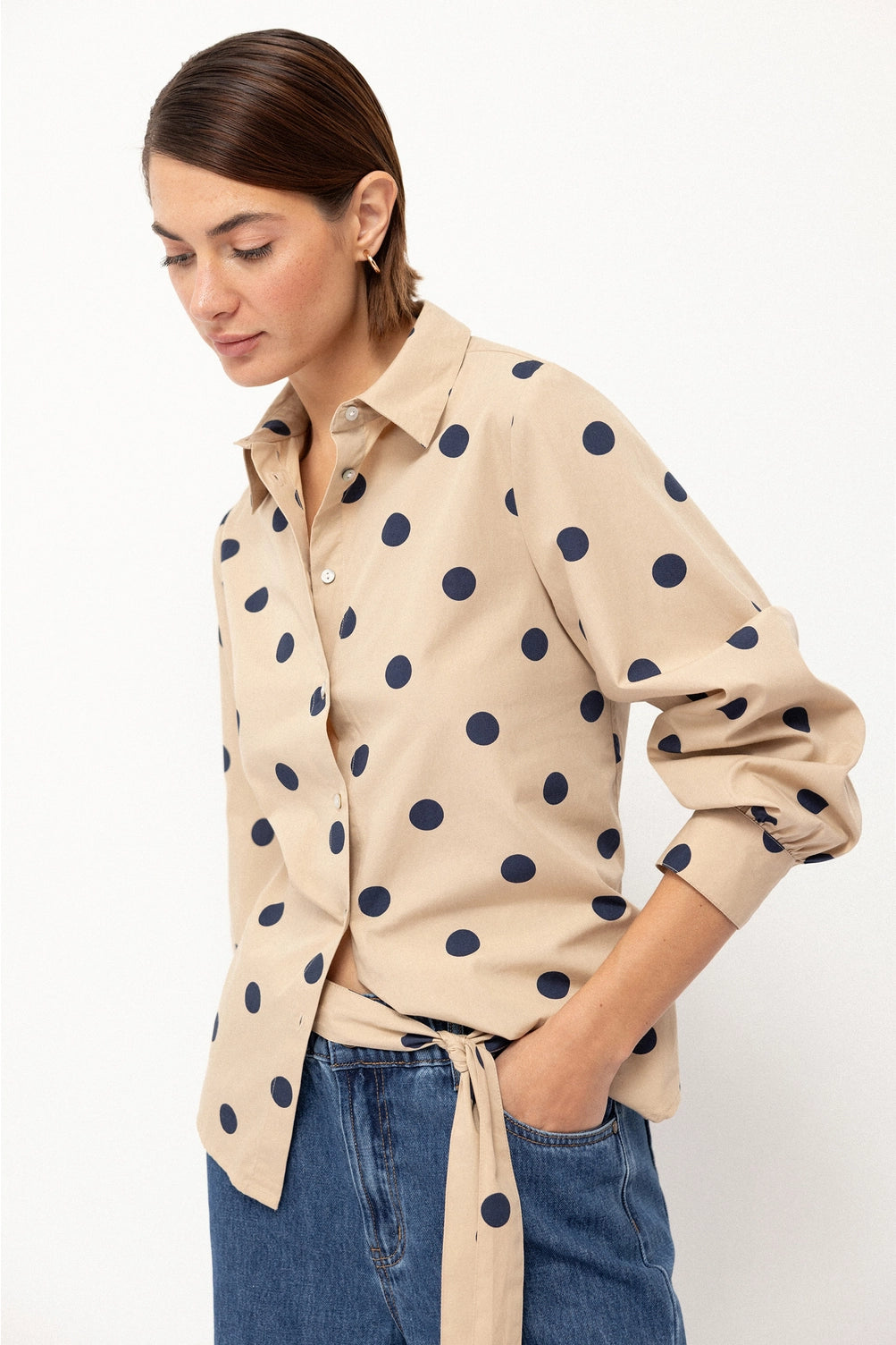 Polka-Dot Beige Shirt