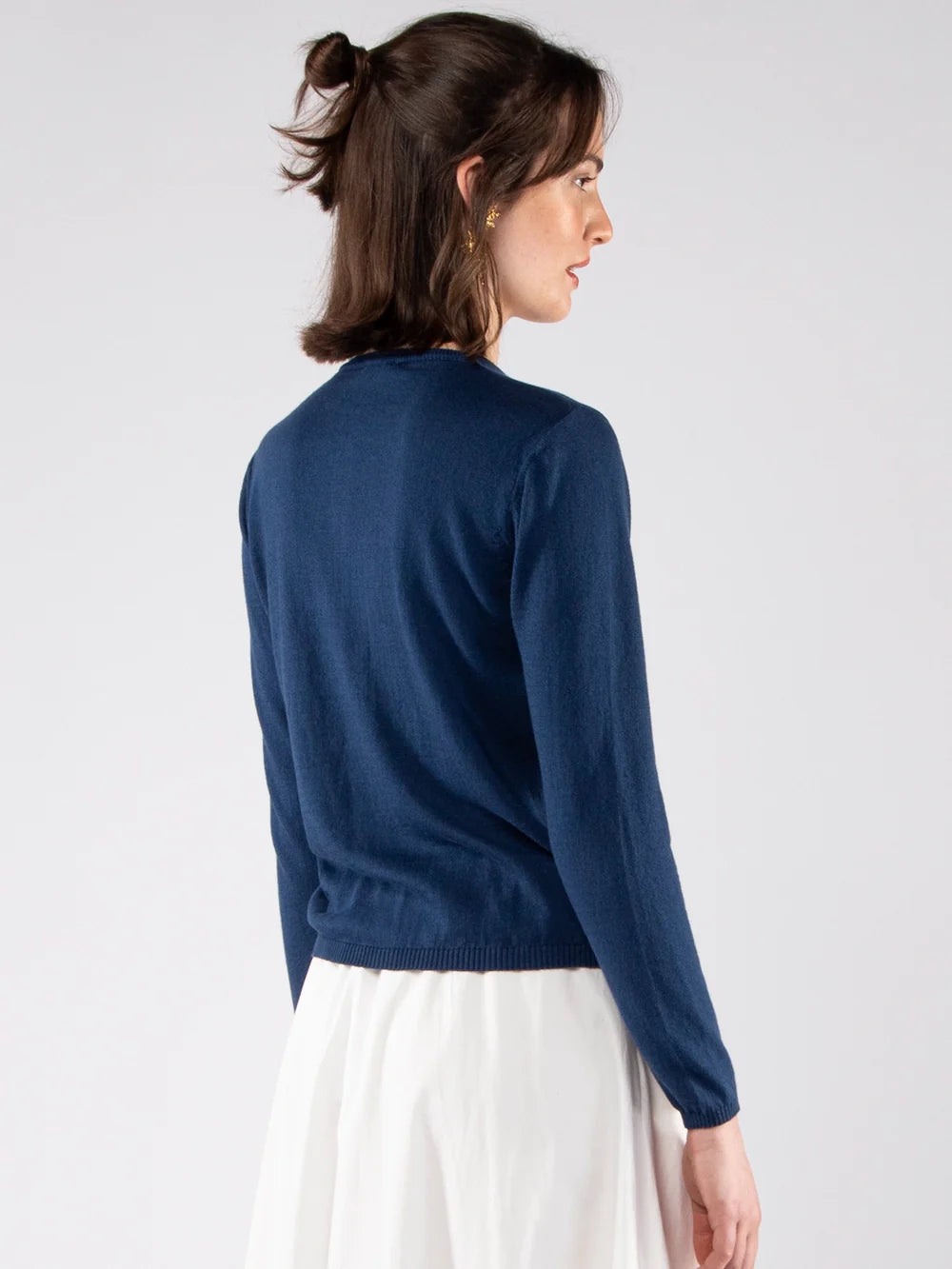 Cotton Cardigan in Navy Blue