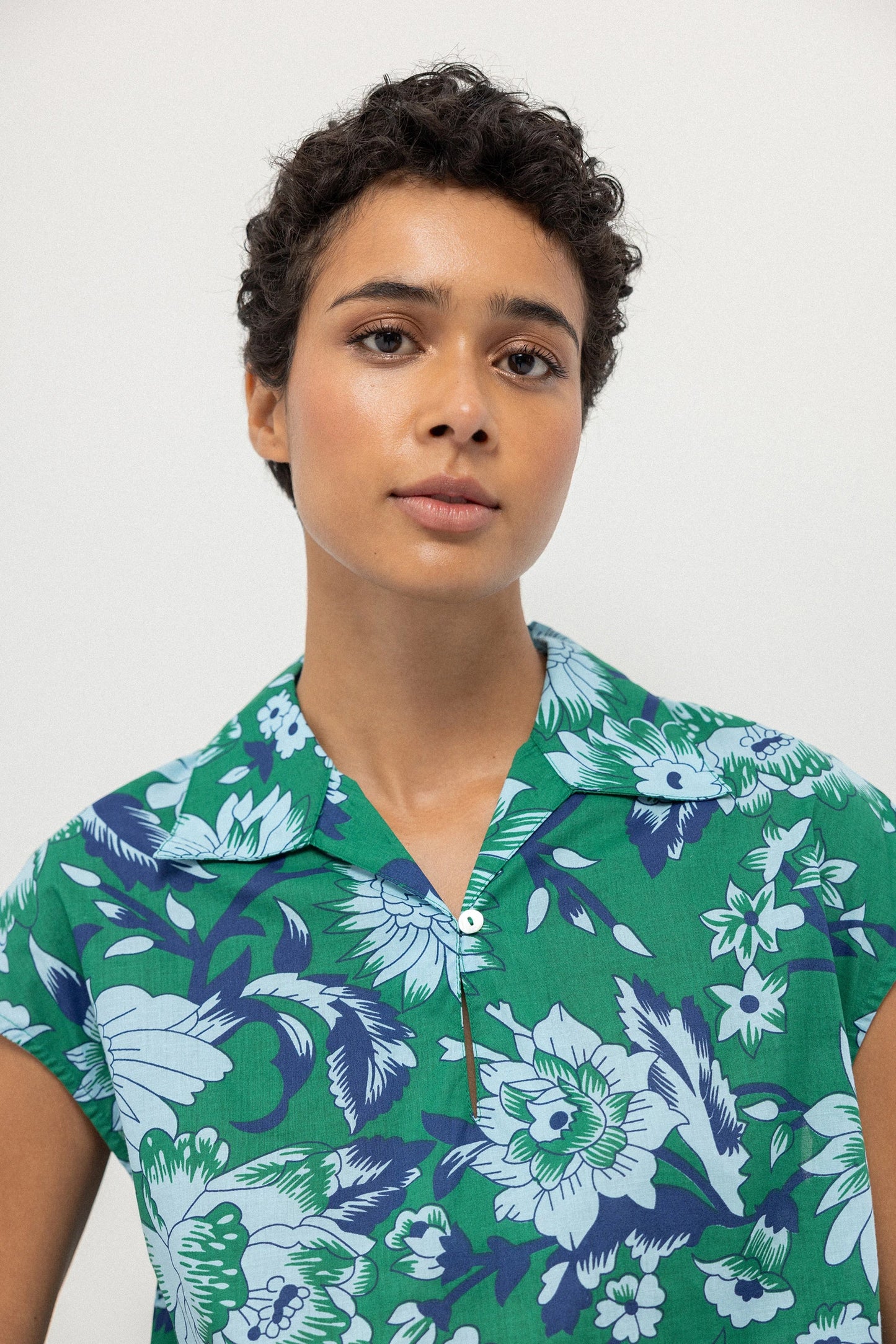 Canapi Printed Green Blouse