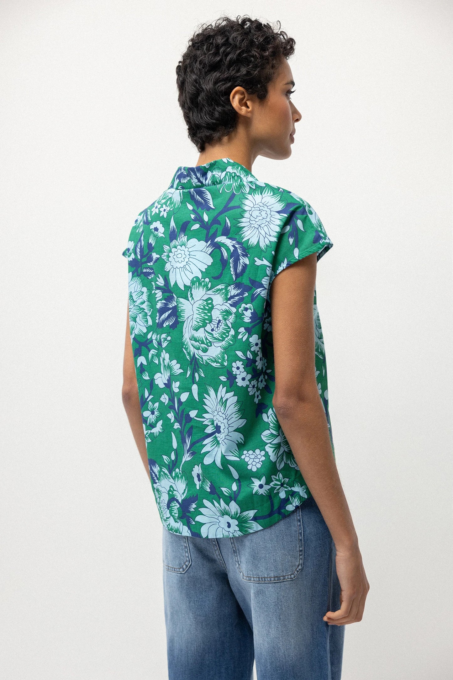 Canapi Printed Green Blouse