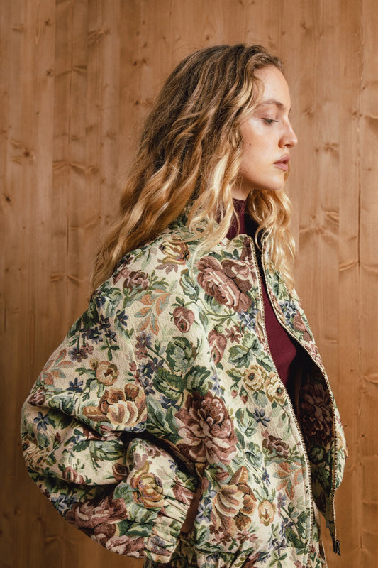 Floral Jacquard Bomber Jacket
