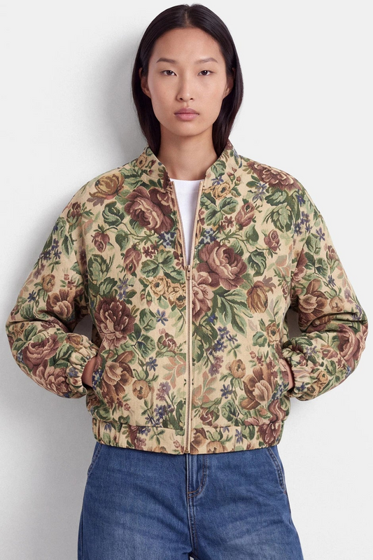 Floral Jacquard Bomber Jacket
