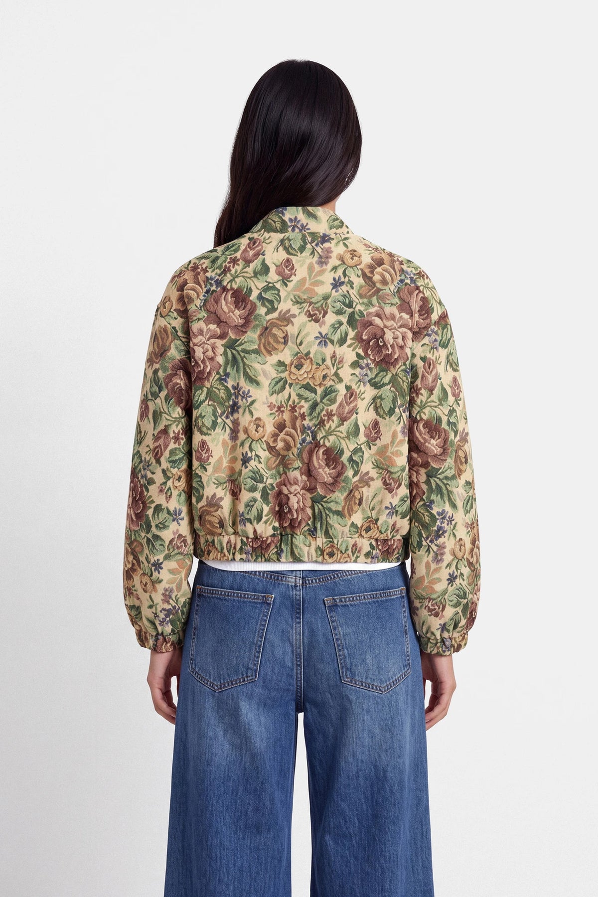 Floral Jacquard Bomber Jacket