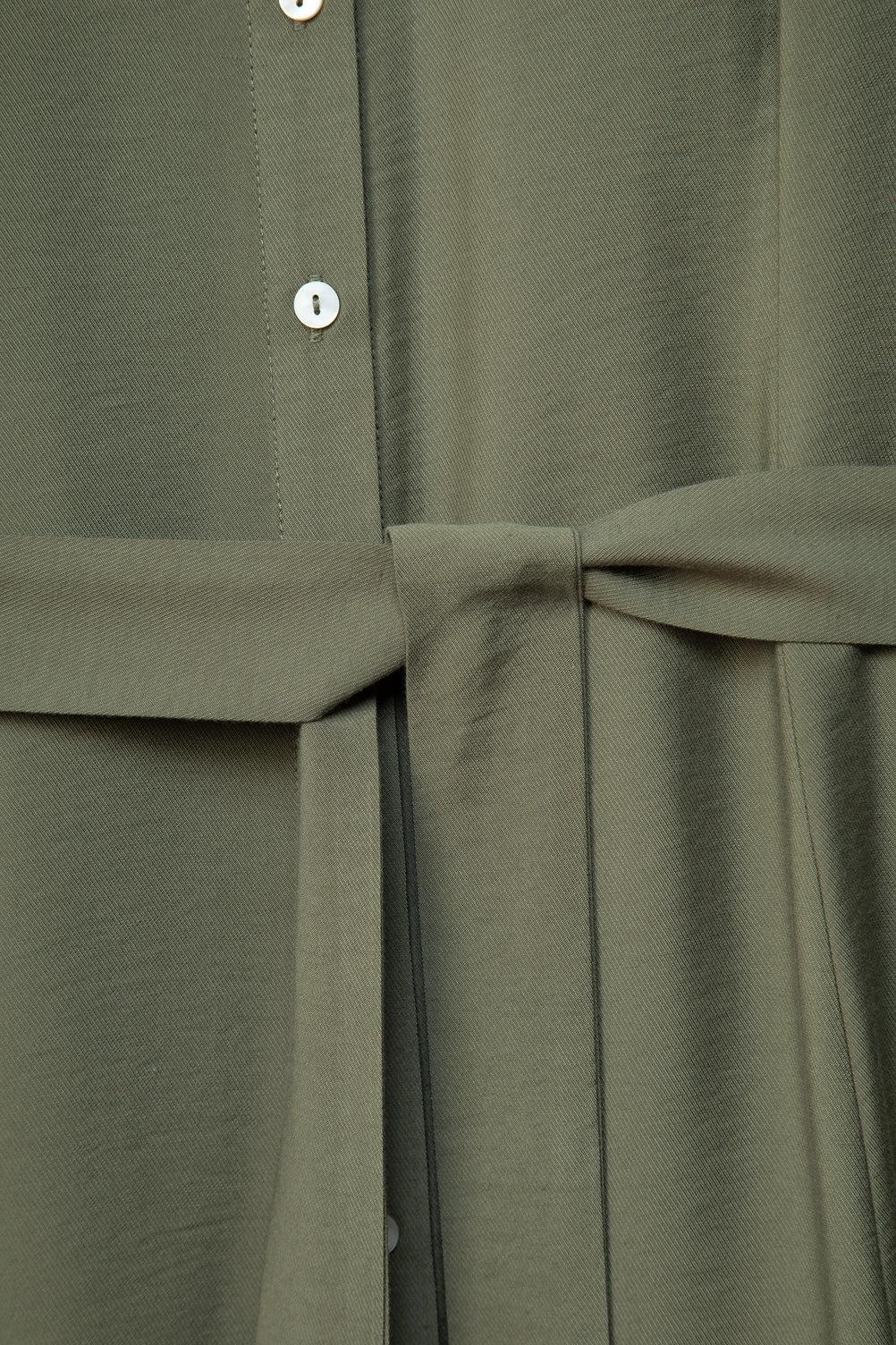 Plain Shirt-Style Midi Dress in Green
