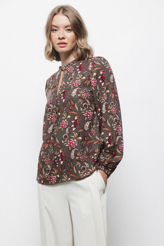 Floral Print Blouse in Anthracite