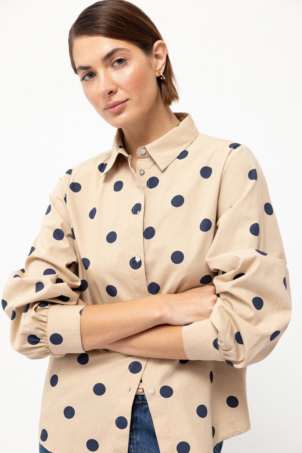 Polka-Dot Beige Shirt