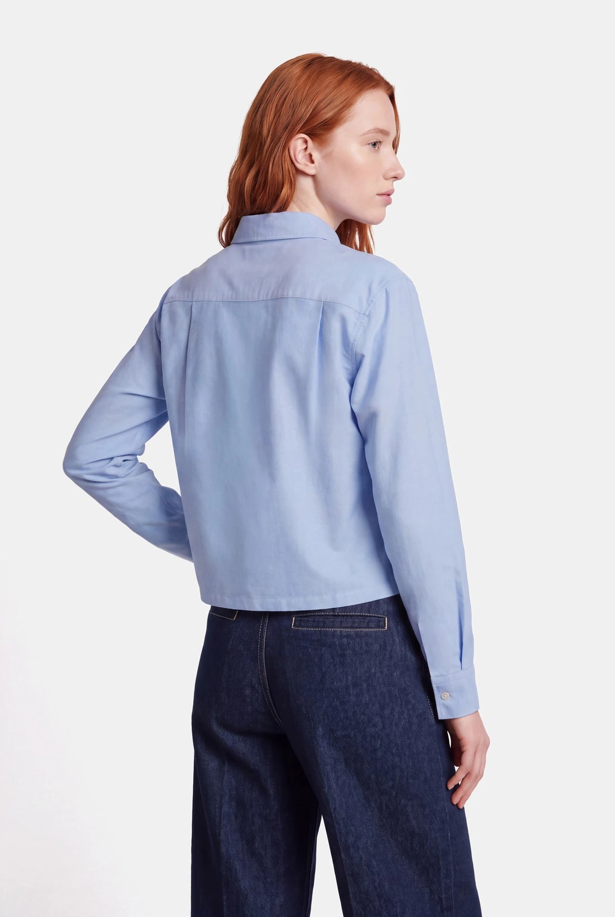 Sky Blue Cropped Oxford Shirt