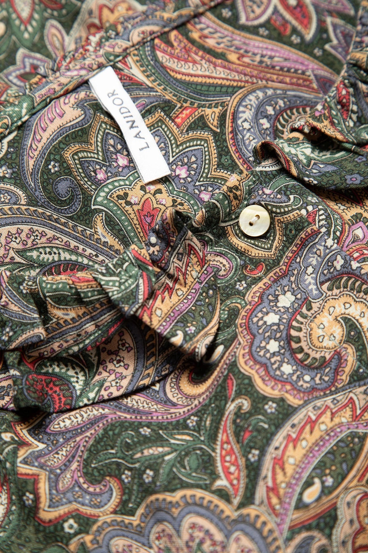 Paisley Print Ruffle-Neck Blouse