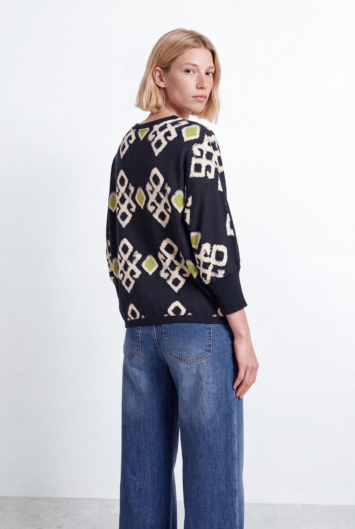 Printed Batwing Knit Sweater
