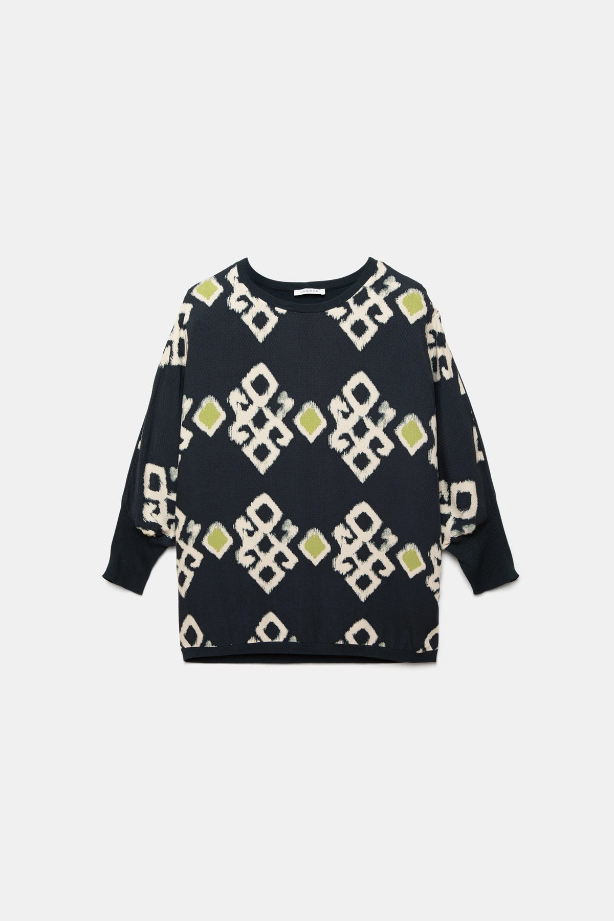 Printed Batwing Knit Sweater