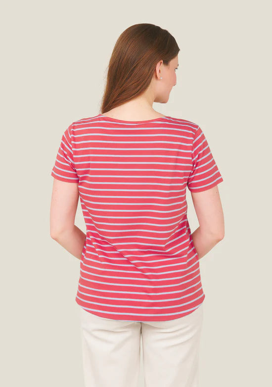 Tony V-Neck Striped Red - Lilac Tee