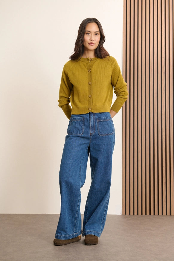 Denim Wide-Leg Trouser in Mid-Blue