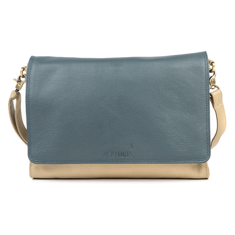 Kawi Crossbody Bag in Sand & Petroleum Green — Veraluna by Oxfam Intermón