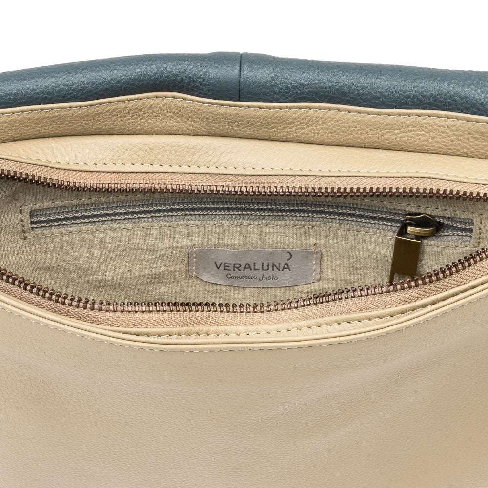 Kawi Crossbody Bag in Sand & Petroleum Green — Veraluna by Oxfam Intermón