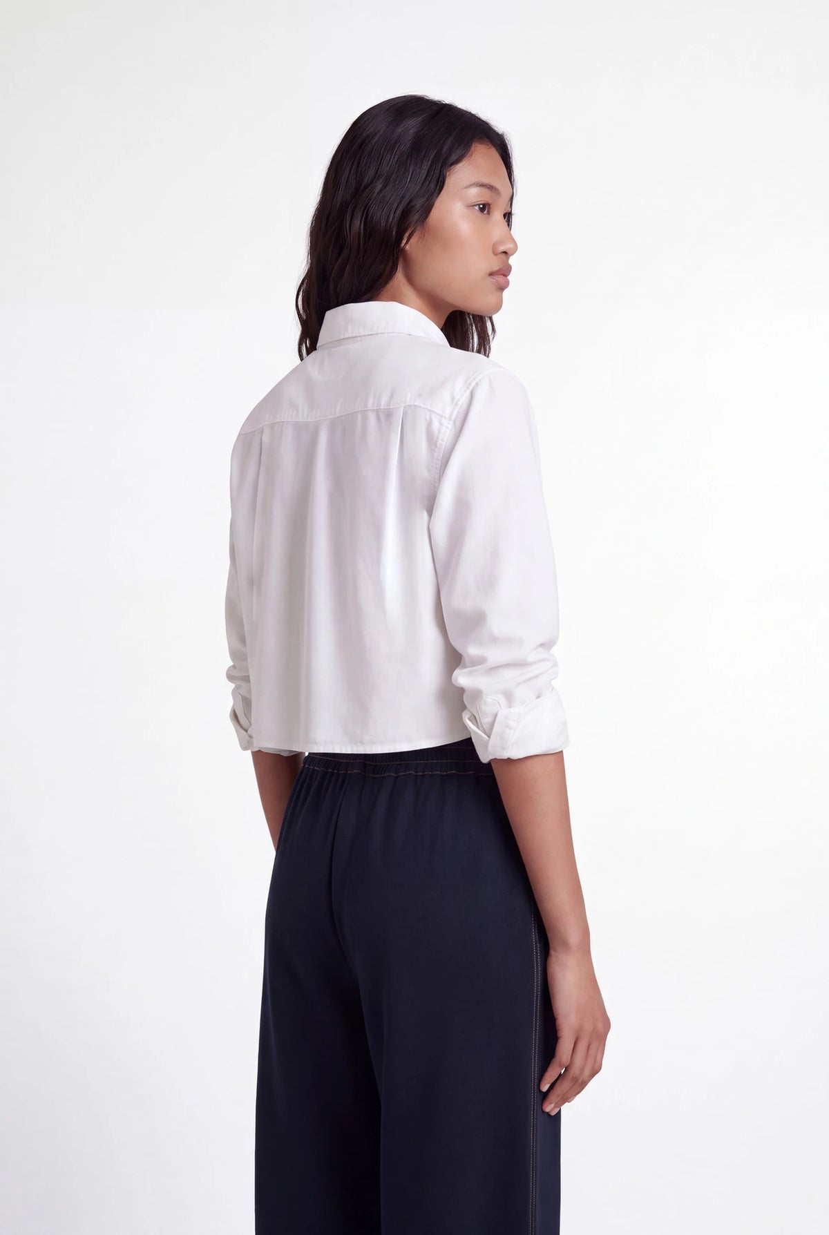 White Cropped Oxford Shirt